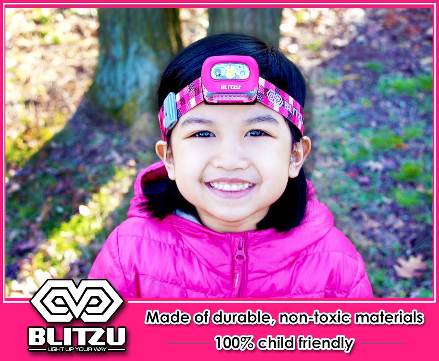 BLITZU LED Headlamp Flashlight for Adults and Kids - Waterproof Super Bright Cree Head Lamp with Red Light, Comfortable Headband Perfect for Running, Camping, Hiking, Fishing, Hunting, Jogging PINK: Sports & Outdoors