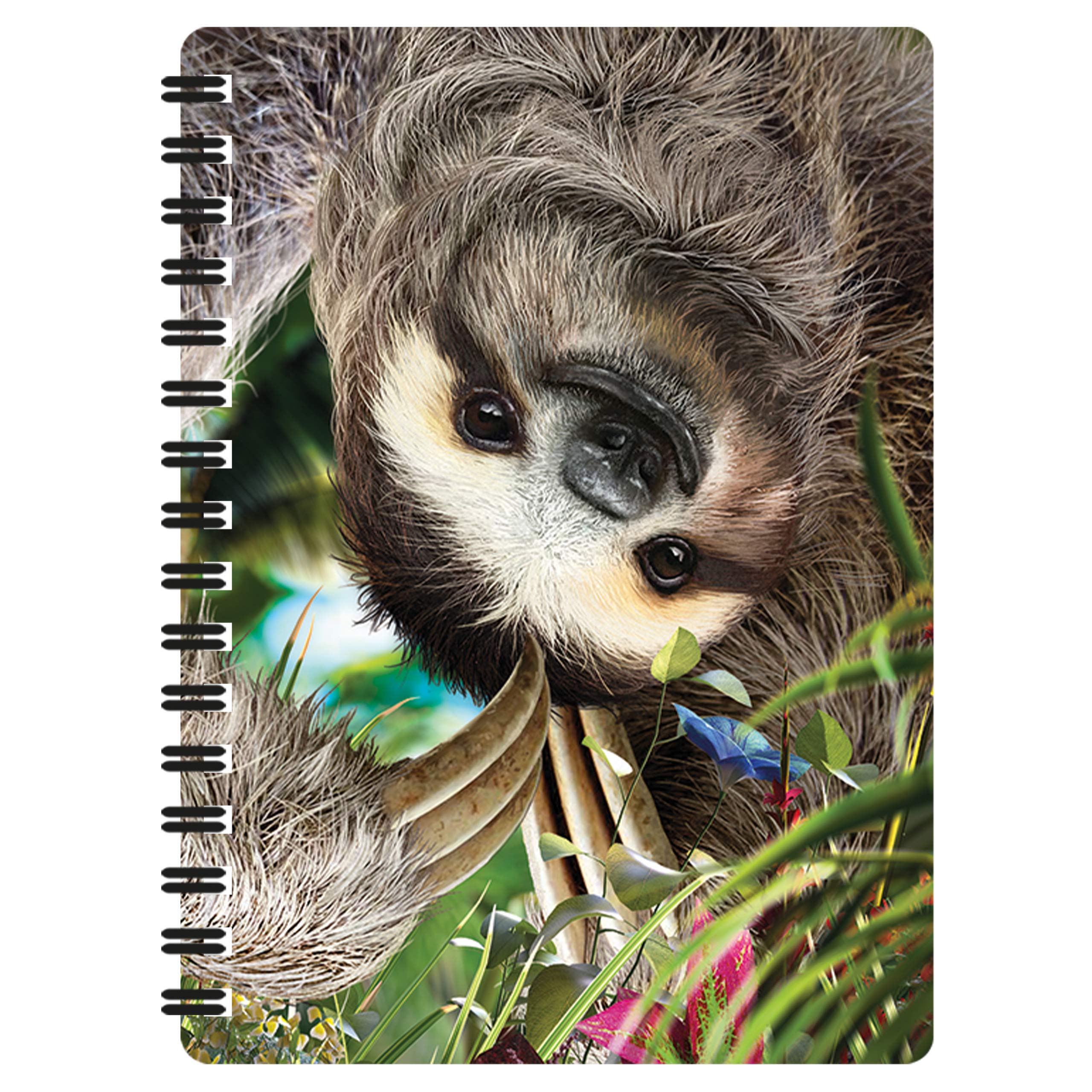 3D LiveLife Jotter - Hangin' Around from Deluxebase. Spiral Bound A6 Notebook with 80 Plain Recycled Pages. Pocket Sized Animal Notepad, Journal or Drawing Book with Sloth Cover — image 1