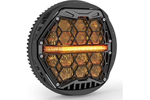 DOT Approved 5-3/4" 5.75 Inch LED Headlight with Amber Lens DRL Compatible with Dyna Street Bob Super Wide Glide Low Rider Ni