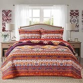 NEWLAKE European Boho Floral Cotton Patchwork Bedspread Quilt Sets, Twin Size