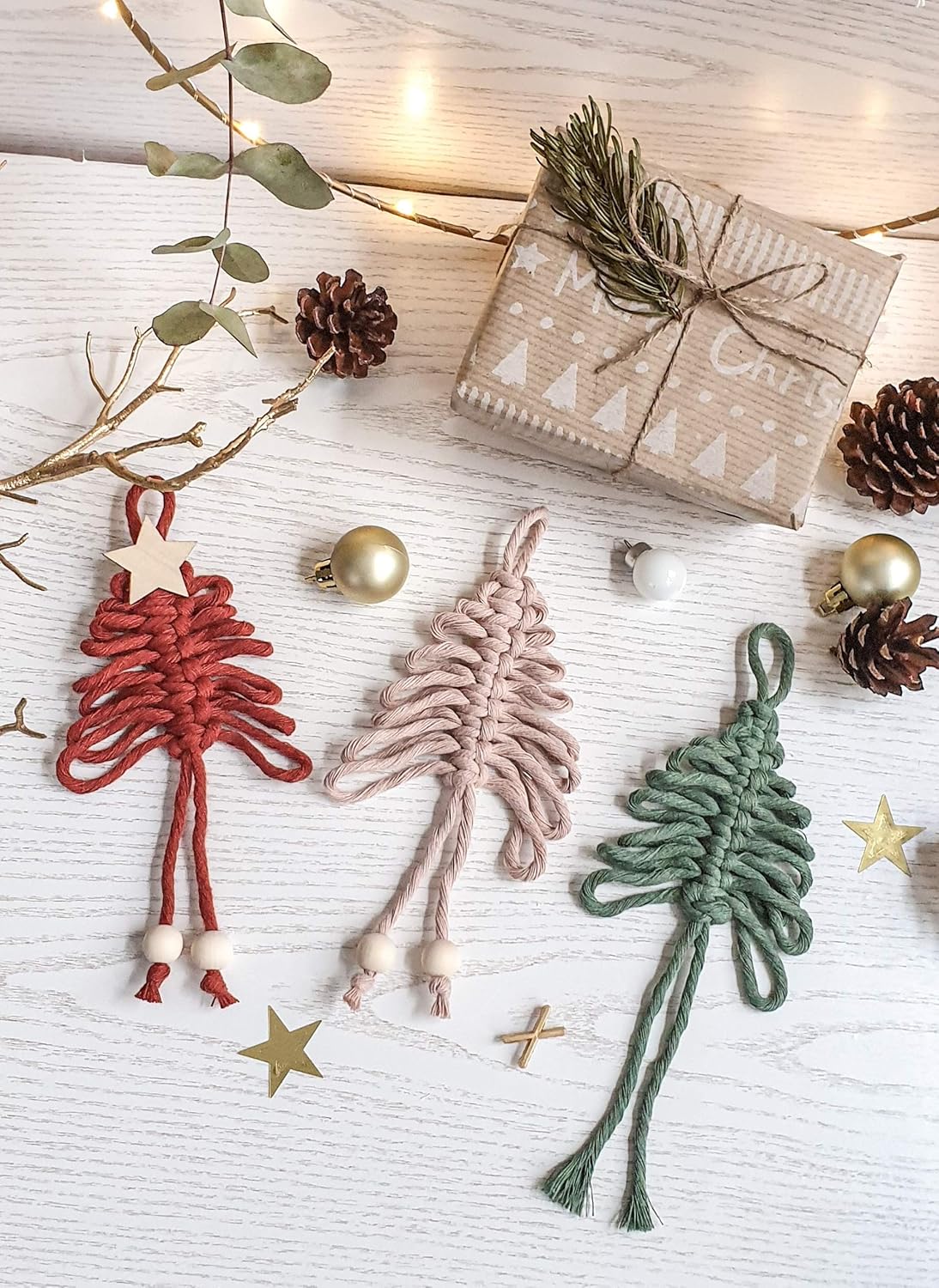 Makramee Tannenbaum Weihnachten Baumschmuck Boho Anhänger groß Amazon