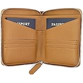 Travaci Full Grain Leather Passport Holder for 2 Passports - Dual Passport Holder and Travel Documents Organizer - RFID Travel Wallet for Couples - Camel