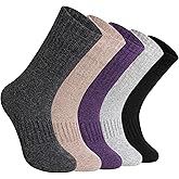 DoSmart Womens Merino Wool Hiking Socks Thermal Warm Walking Boot Winter Crew Cushion Work Socks 5 Pairs