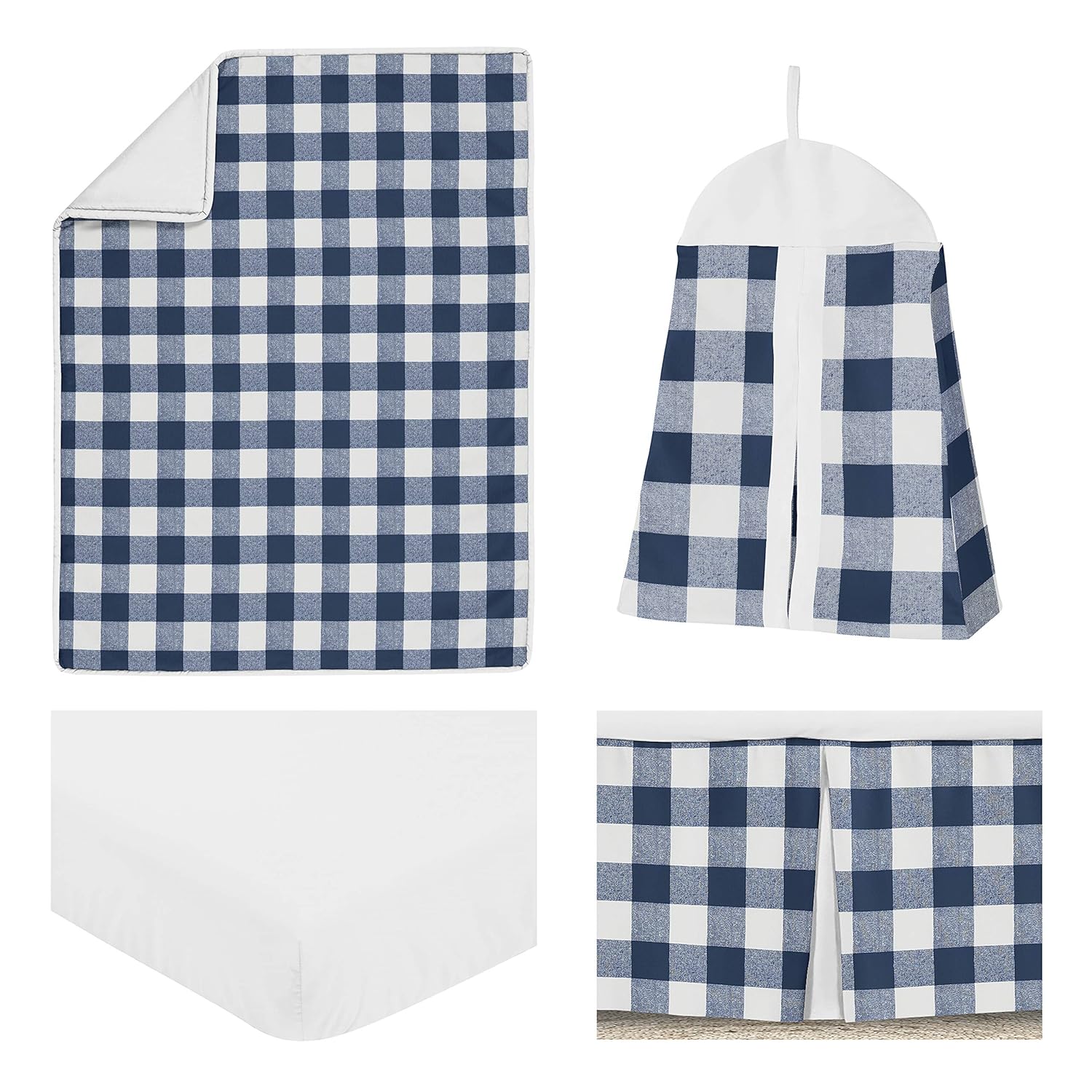navy buffalo check crib bedding