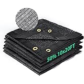 Kesfitt Garden 50% Shade Cloth, Resistant Sun Shade Net 10x20FT Mesh Tarp with HDPE Material and Reinforced Grommets Shade Tr