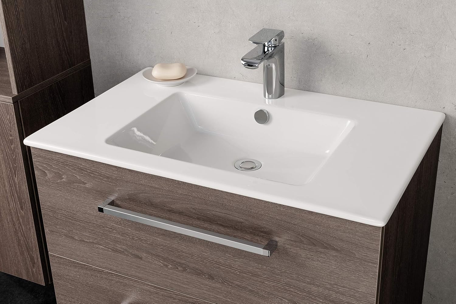 FACKELMANN Glasbecken/Waschtisch aus Glas/Maße : ca 80 x 14,5 x 50 cm