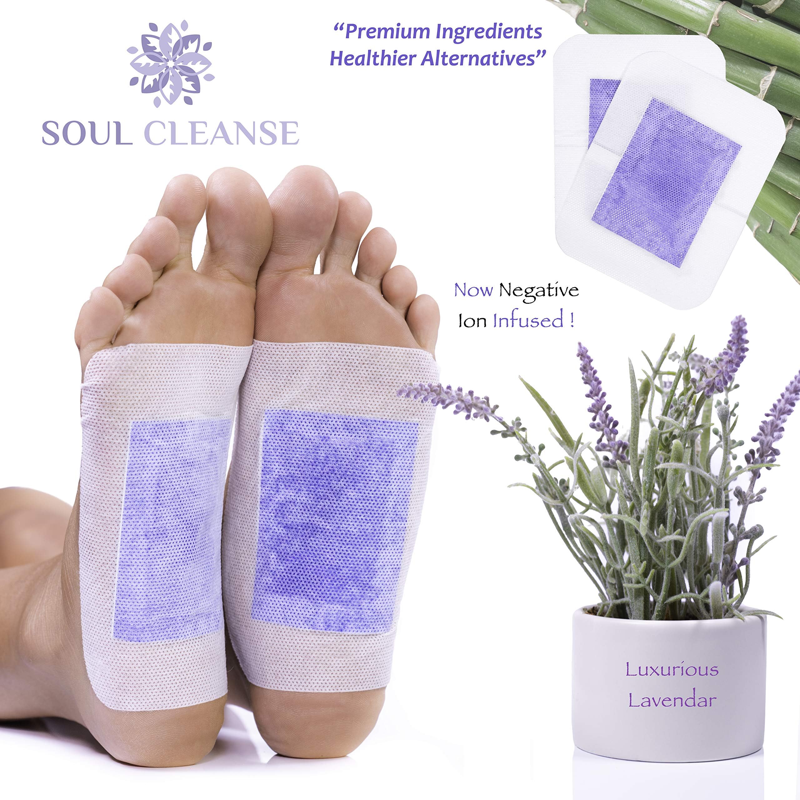Soul Cleanse | 20 Premium Lavender Foot Pads | 100% Organic Ingredients | Ease Stress and Pain | Sleep Deeper with The Power of Lavender and Fight Foot Odor | Relax The Soul and Cleanse The Body