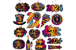 C L COOPER LIFE 2024 Happy New Year Hanging Swirls New Years Party Decorations 20Pcs New Years Eve Ceiling Swirls Happy New Year Hanging Streames for Colorful New Year Party Supplies