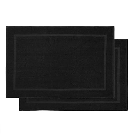 Lumaland 2er Set Premium Baumwoll Badematte Frottee 50 x 80 cm aus 100% Baumwolle 800 g/m² Rutschfest waschbar schwarz