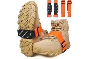 Ice Cleats Snow Traction Cleats for Walking on Snow and Ice, 7 Tungsten Studs Mid Sole Anti-Slip Overshoe Easily Rotate Cramp