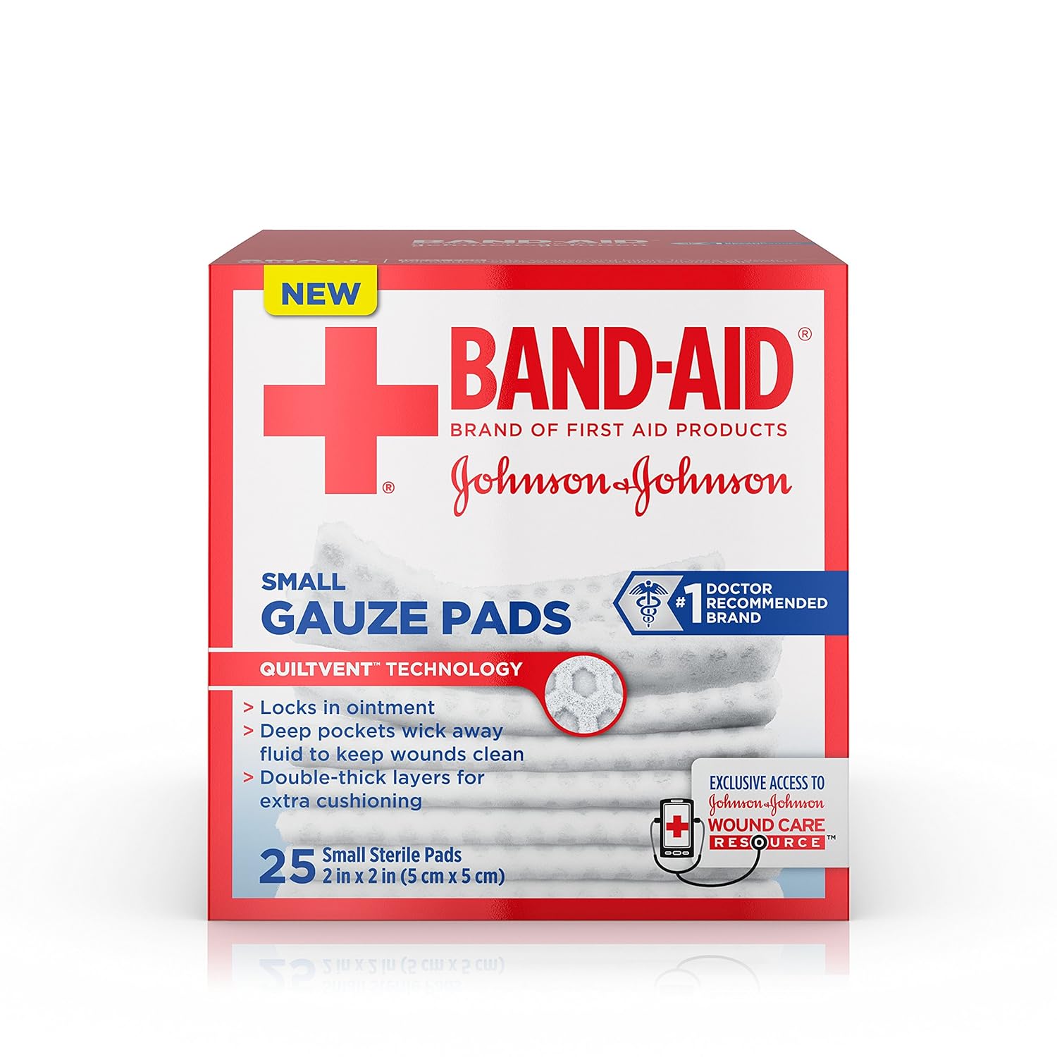 BandAid Brand Sterile Gauze Pads, NonAdhesive & IndividuallyWrapped, Small, 2 in