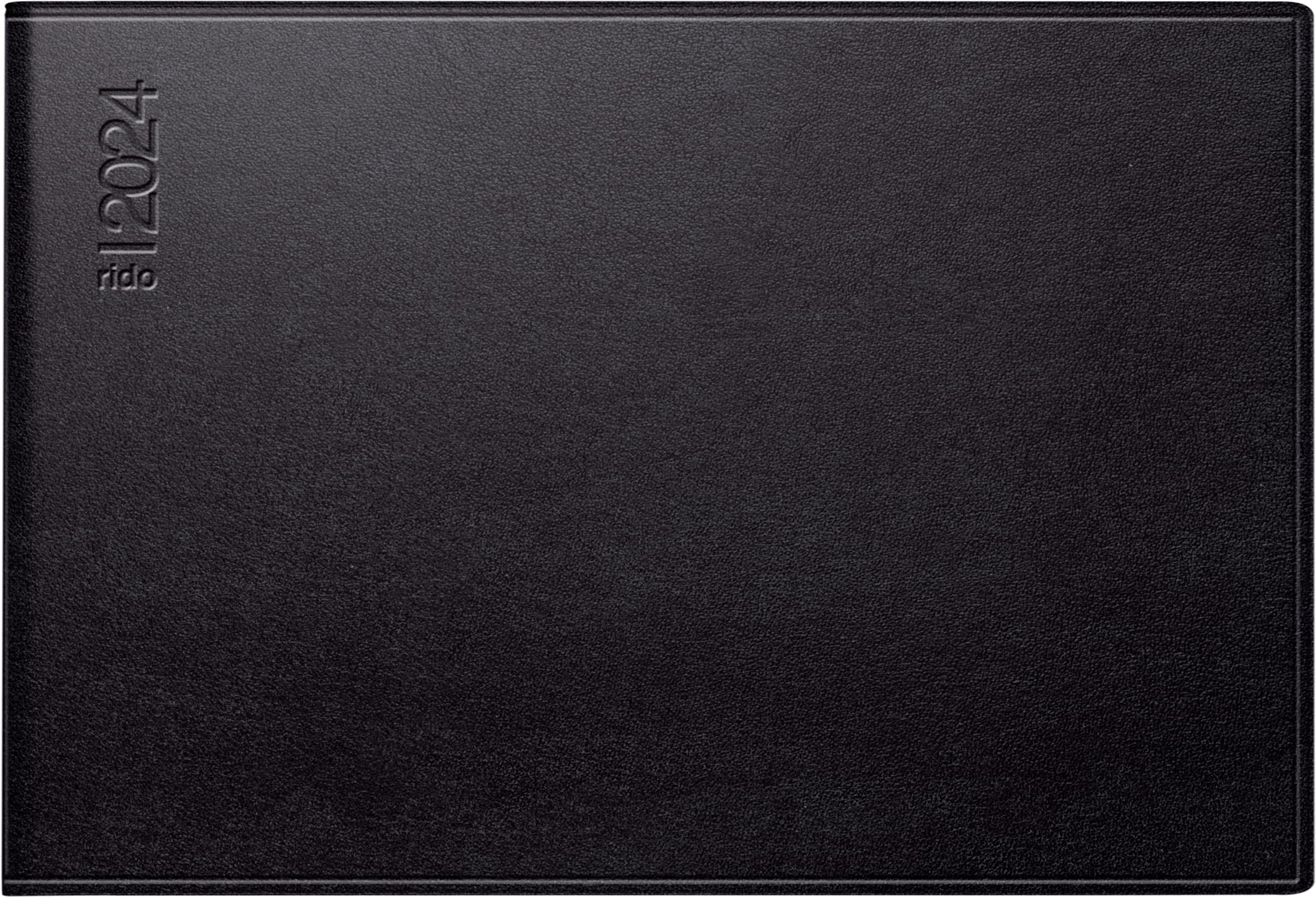 rido/idé Weekly calendar model Septimus 2024, Desk Planner, 2 pages = 1 week landscape sheet size 15.2 x 10.2 cm, black