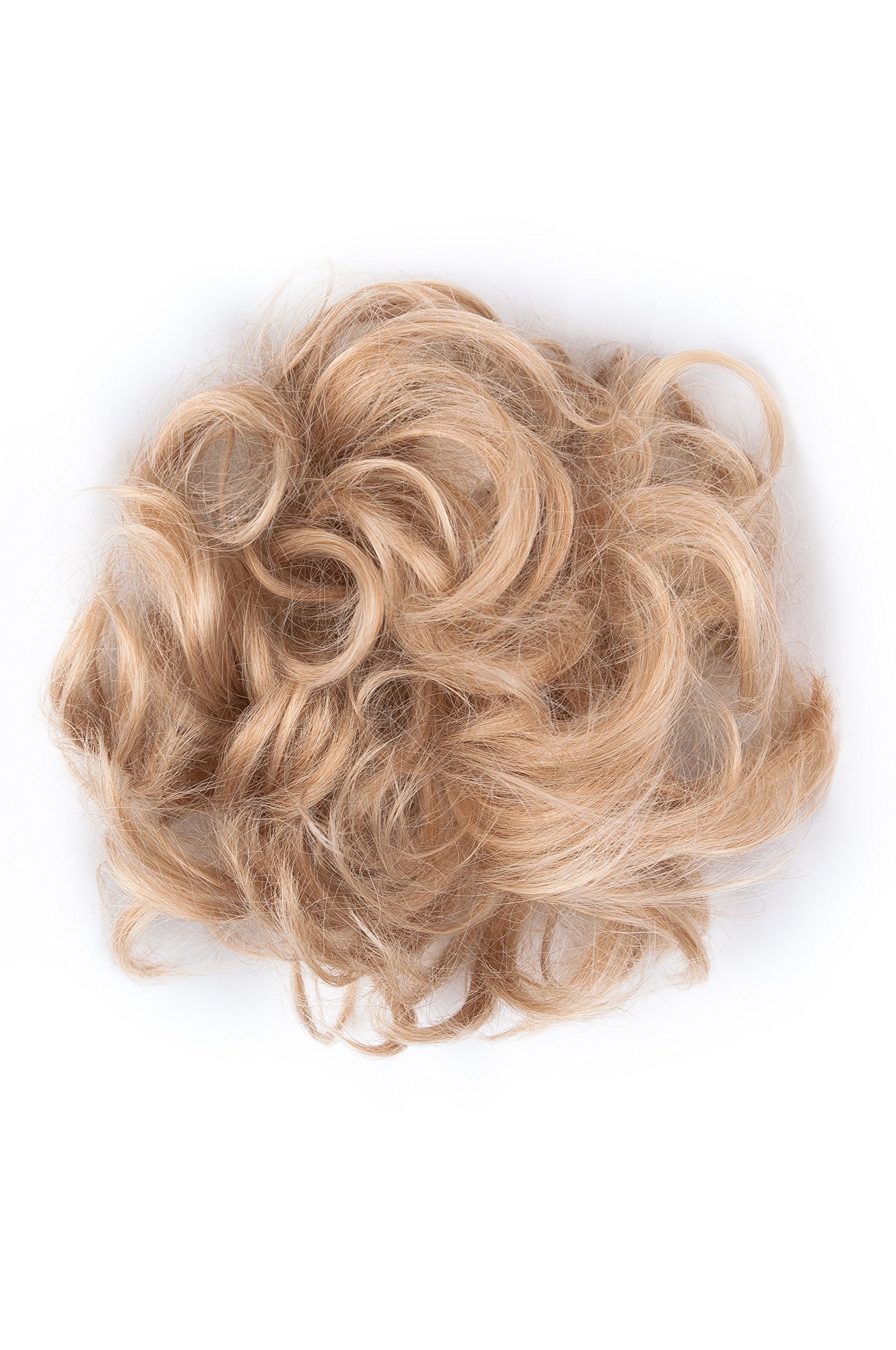 Bombshell Hair Scrunchy Scrunchie Bun Up Do Hair Piece Hair Ribbon Ponytail Extensions Wavy Messy Bun (M05 LIGHT MEDIUM BLONDE)
