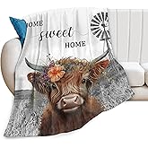 Highland Cow Blanket Soft Cozy Farmhouse Cow Cattle Fleece Plush Decor Throw Blanket All Season Ultra Warm Lightweight Fuzzy Cute Farm Animal Blanket Gifts for Girls Boys Women Men Bed 40"x50"