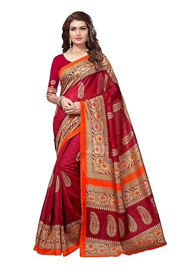 Art D�cor Women's Bhagalpuri Cotton Magenta Color Saree With Blouse