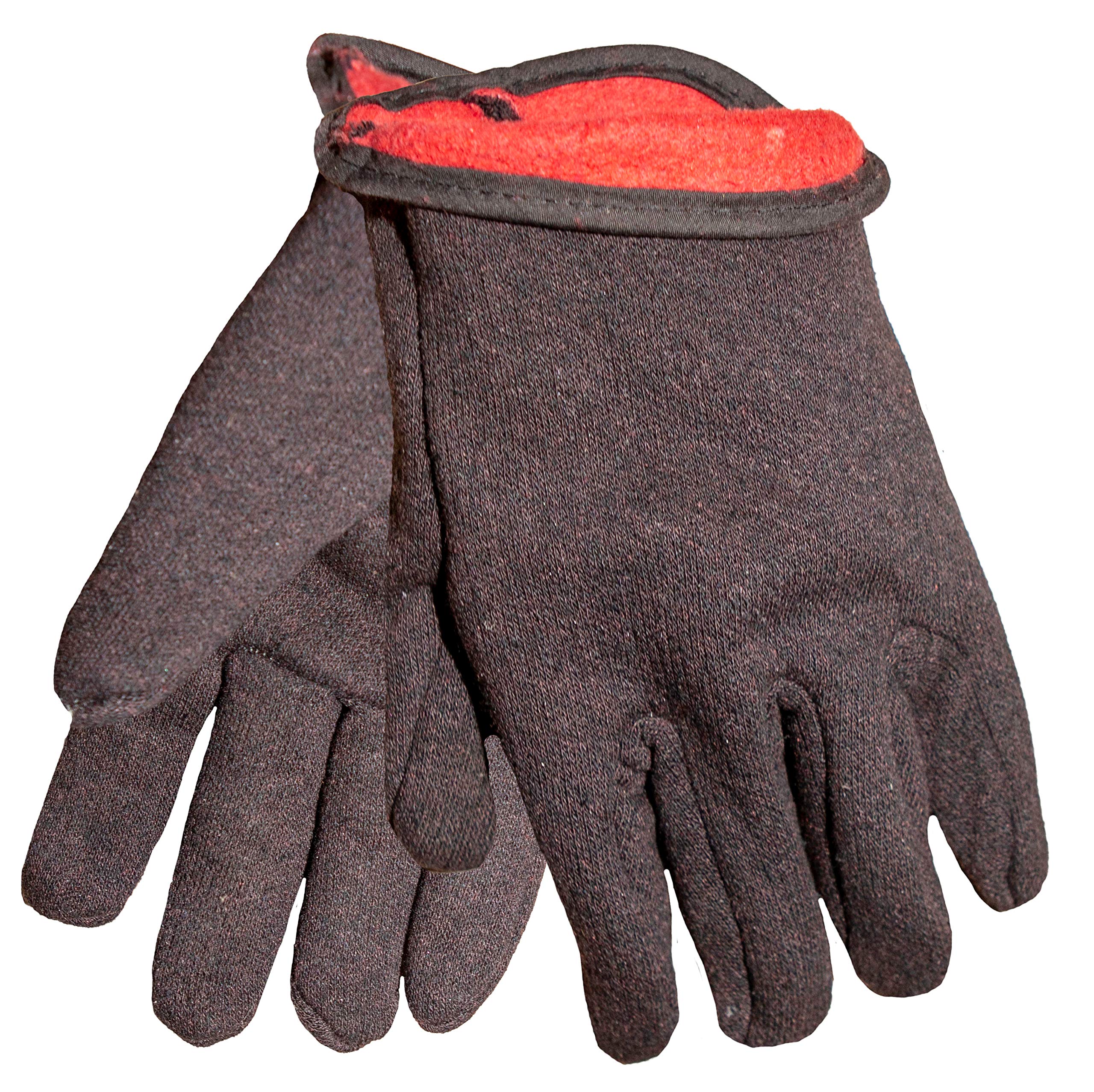 G F 4414LDZ Brown Jersey Winter Work Gloves with Red Fleece Lining
