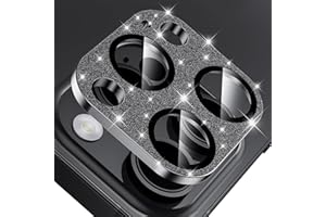 Mansoorr for iPhone 15 Pro/iPhone 15 Pro Max Camera Lens Protector, [Drop Protection & Full Coverage] Bling Sparkly Diamond Tempered Glass Screen Protector Metal Camera Cover - Glitter Black