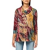 Ali Miles womens Textured Burnout Knit Tunic Cowl Neck Front Pocket