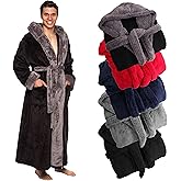Ross Michaels Mens Luxury Robe Hooded Big and Tall - Long Plush Fleece Bath Robe with Hood and Pockets- Gift Men and Teens