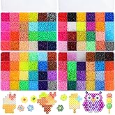 Lenwen 52000 Pcs Fuse Beads 96 Colors 2.6 mm Tiny Mini Fuse Beading Melty Beads with Pegboards Creative Refill Set Art Crafts for Girls Kids Beginners DIY Art Beading Party