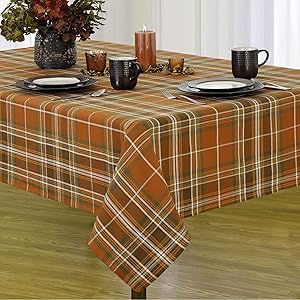 Elrene Home Fashions Loden Plaid Fall Tablecloth, 60" x 102", Harvest