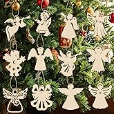 36 Pack with 12 Designs, Wooden Angel Christmas Ornaments, 3.15 inches, Christmas Decoration Ornaments.