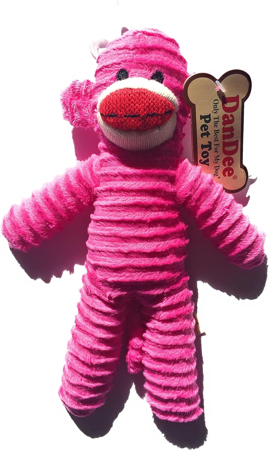 pink sock monkey dog toy
