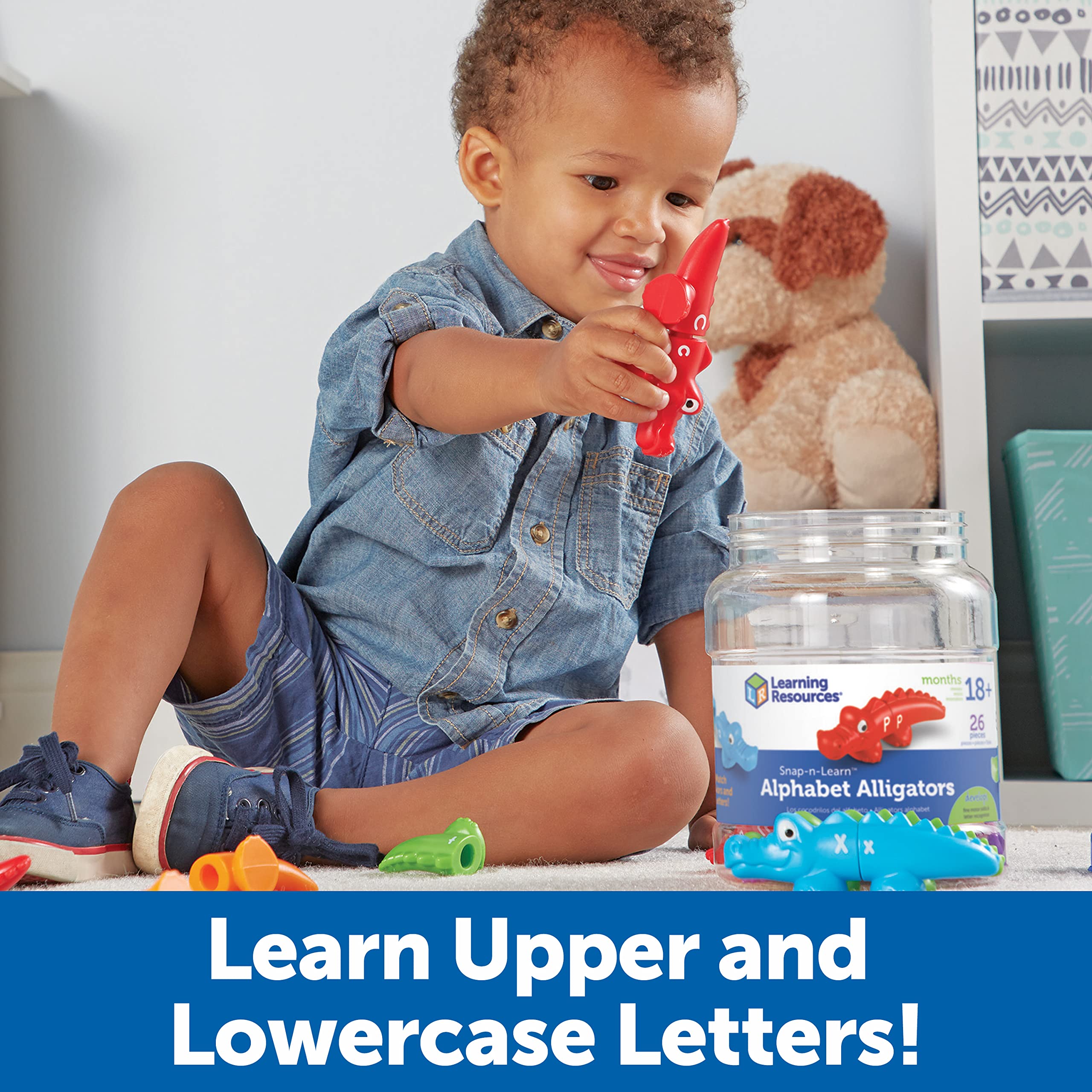 Learning Resources Snap-n-Learn Alphabet Alligators - Toddler Toys, Preschool ABC Activities, Fine Motor Skills, Alphabet Manipulatives, Phonetics and Reading, Sensory Gifts for Boys and Girls