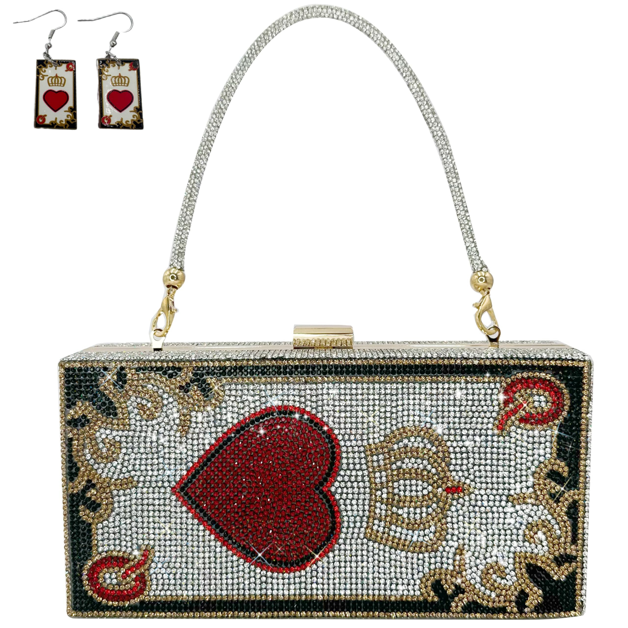 Playing Cards Rhinestone pearl&she Crystal Evening Bag Rhinestone Bling Playing Card Purse Queen ...