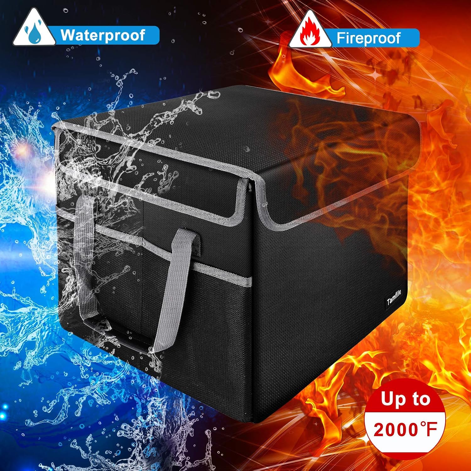 Weatherproof Folder Storage Box Fireproof File Storage Box with Lid,Water Resistant Really Useful ...