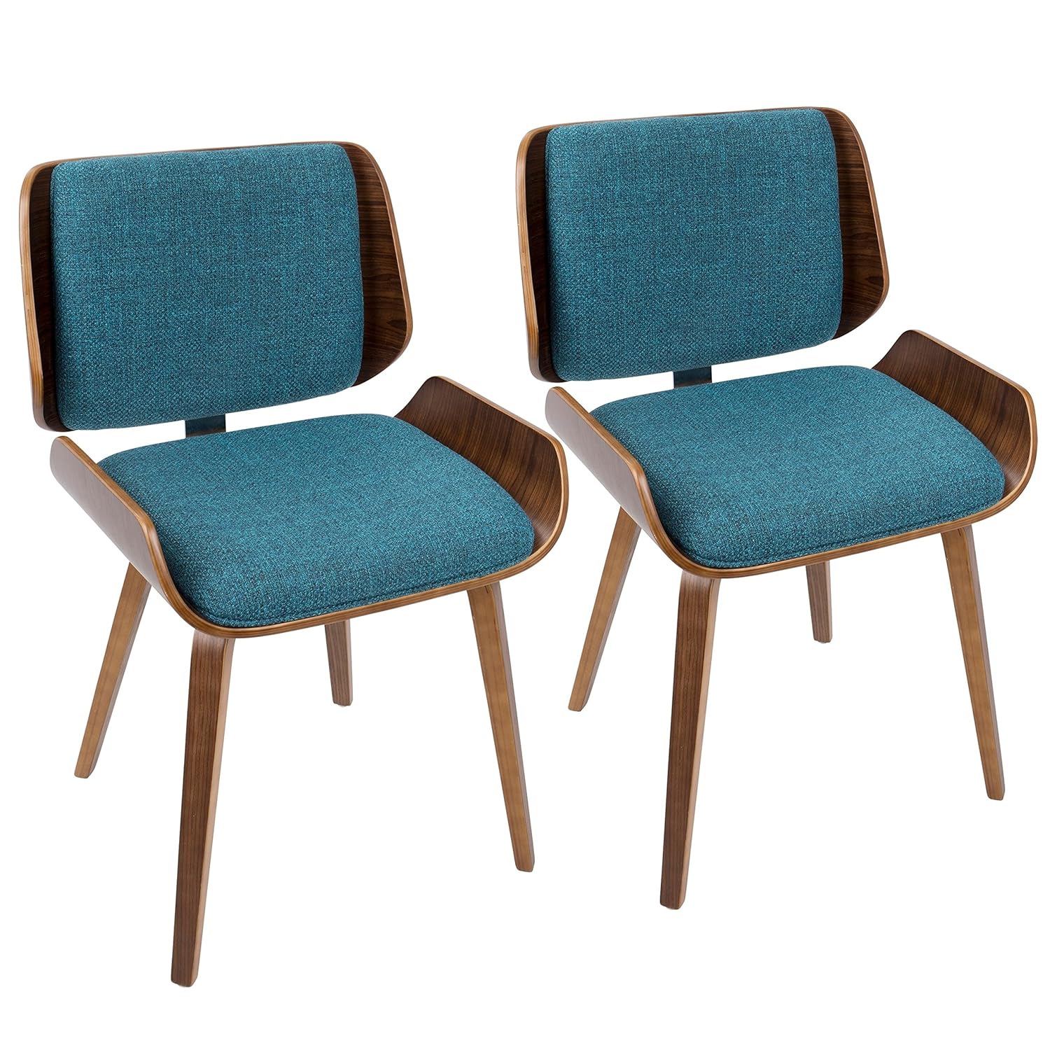 LumiSource Accent Chair in Walnut with Turquoise Finish - Set of 2
