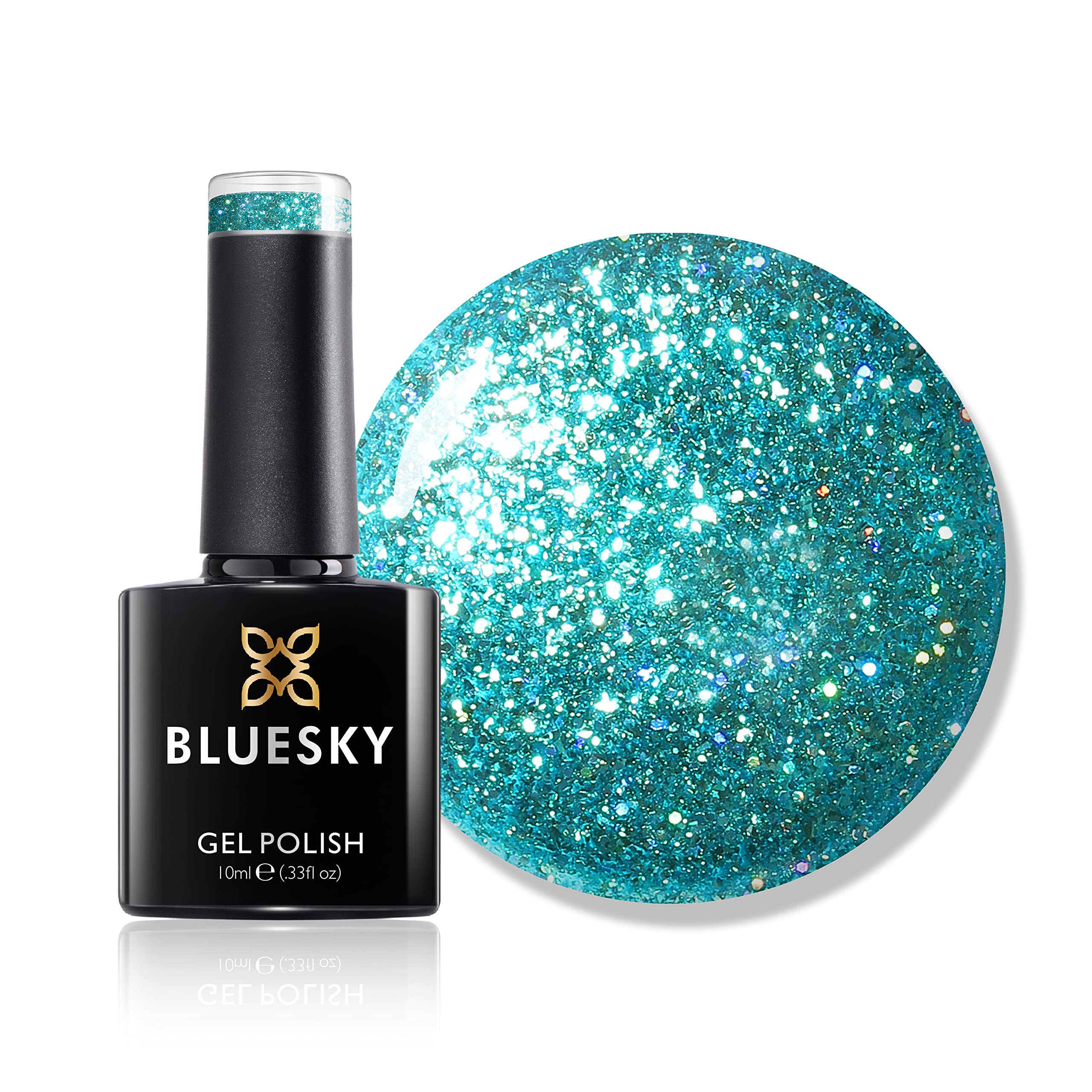 Bluesky Dazzling Platinum Gel Nail Polish 10ml, Dazzling Twee - BDP10, Blue Glitter Gel Nail Polish for 21 Day Manicure, Requires Curing Under LED UV Nail Lamp