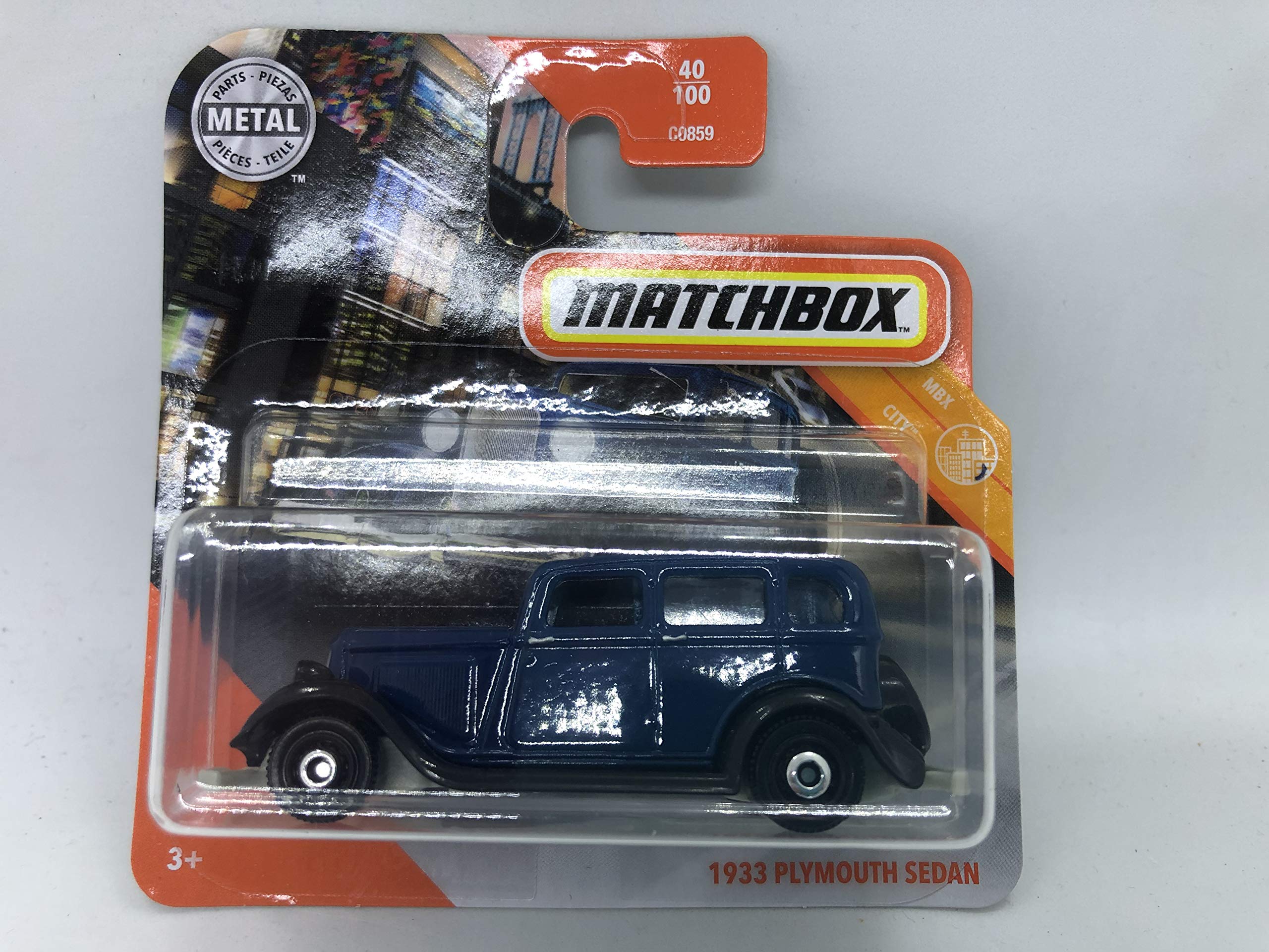 Matchbox Metal 40/100 1933 Plymouth Sedan Blue (Short Card) MBX City