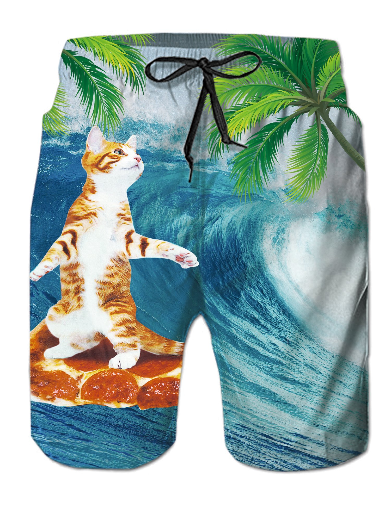 TUONROAD Costume Mare Uomo Moda,Gatto stampato Pantaloni Regolabile Costumi Da Bagno Traspirante Pantaloncini