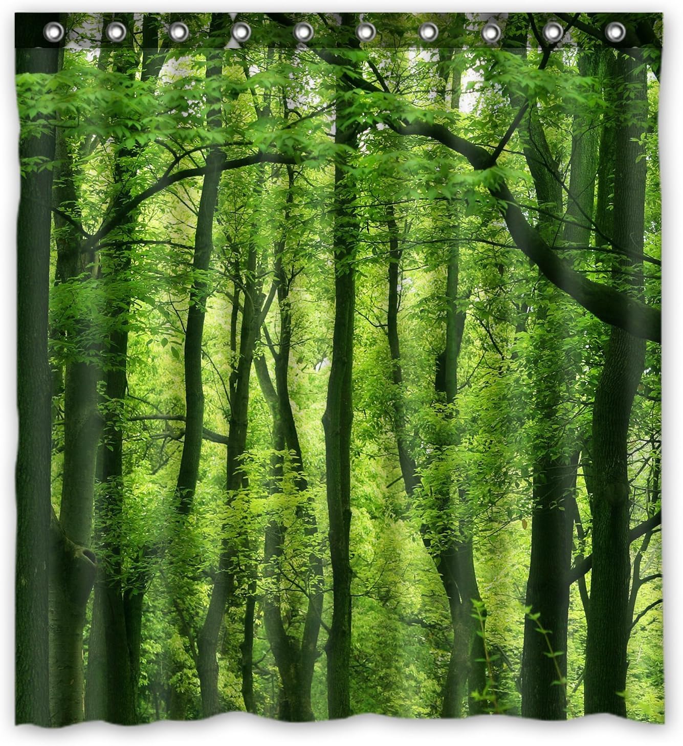 FMSHPON Beautiful Fresh Green Forest Shower Curtain Bathroom Curtain 66 X72 Inches