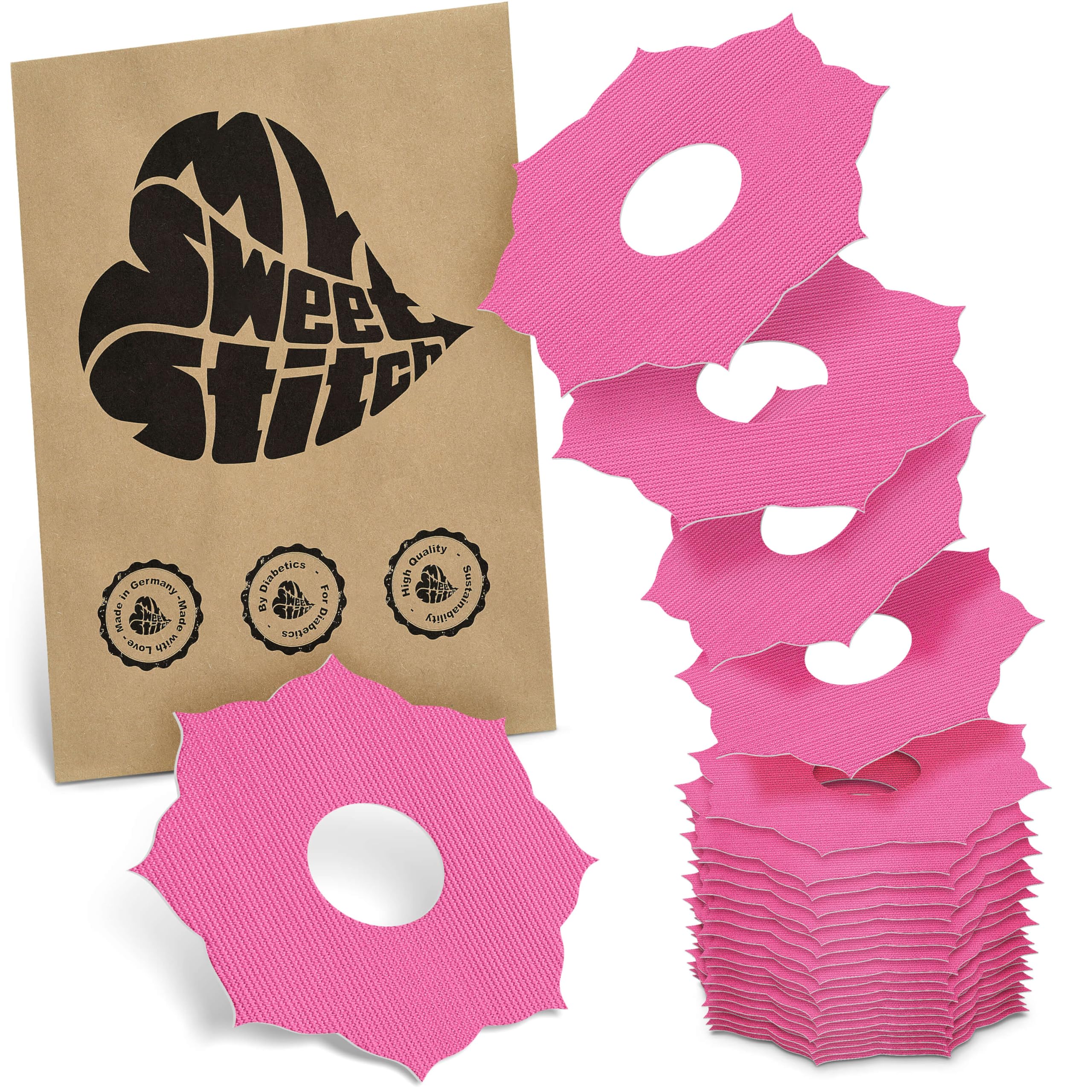 MySweetStitch - 25 x Freestyle Libre 3 Patches Mandala, Overpatch Ø 65mm, Waterproof, Breathable, Skin-Friendly, Made in Germany, Pink