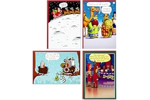 Hallmark Shoebox Funny Christmas Boxed Cards Assortment, Cartoons (4 Designs, 24 Christmas Cards with Envelopes)
