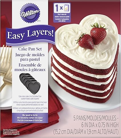 Wilton 2105 5495 Couches Faciles Moule A Gateau En Forme De CÅur Antiadhesif 15 Cm 6 Po 5 Pieces Acier Noir Amazon Fr Cuisine Maison