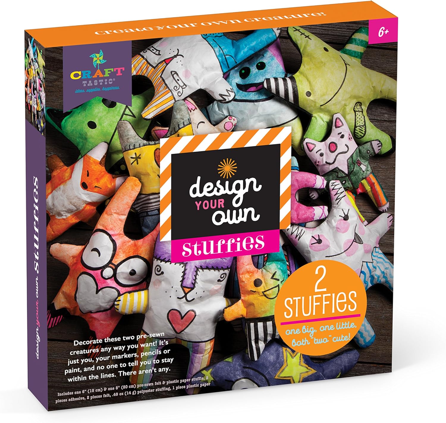 Craft-tastic Design-Your-Own Stuffies - Decorate and Stuff 2 Pre-Sewn Creatures