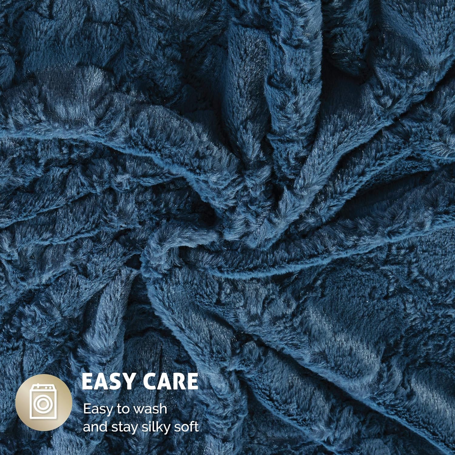 Hyde Lane Faux Fur Electric Blanket Throw | Premium Soft Heated Blankets | Blue, 50x60 Inch | Fuzzy, Pilling Resistant with Brushed Underside | 3 Heat Settings | Auto-Shutoff | Machine-Washable: Kitchen & Dining