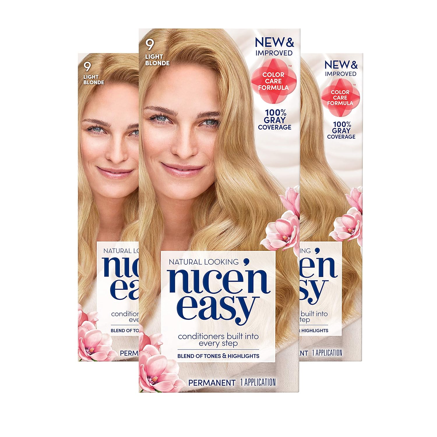 Clairol Nice 'N Easy Permanent Hair Color Kit, 9 Light Blonde (Pack of