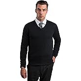 JENNIE LIU Mens 100% Cashmere V Neck Sweater | Ultra-Soft, Breathable Knit for Golf & Cold Weather (Black, XX-Large)