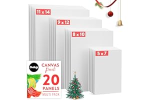 Chalkola Canvas for Painting - (20 Bulk Pack, 5x7, 8x10, 9x12, 11x14 inch) | 100% Cotton Panels, Primed Blank Canvases for Painting for Kids & Adults - Paint Canvas Boards for Acrylic, Oil, Watercolor