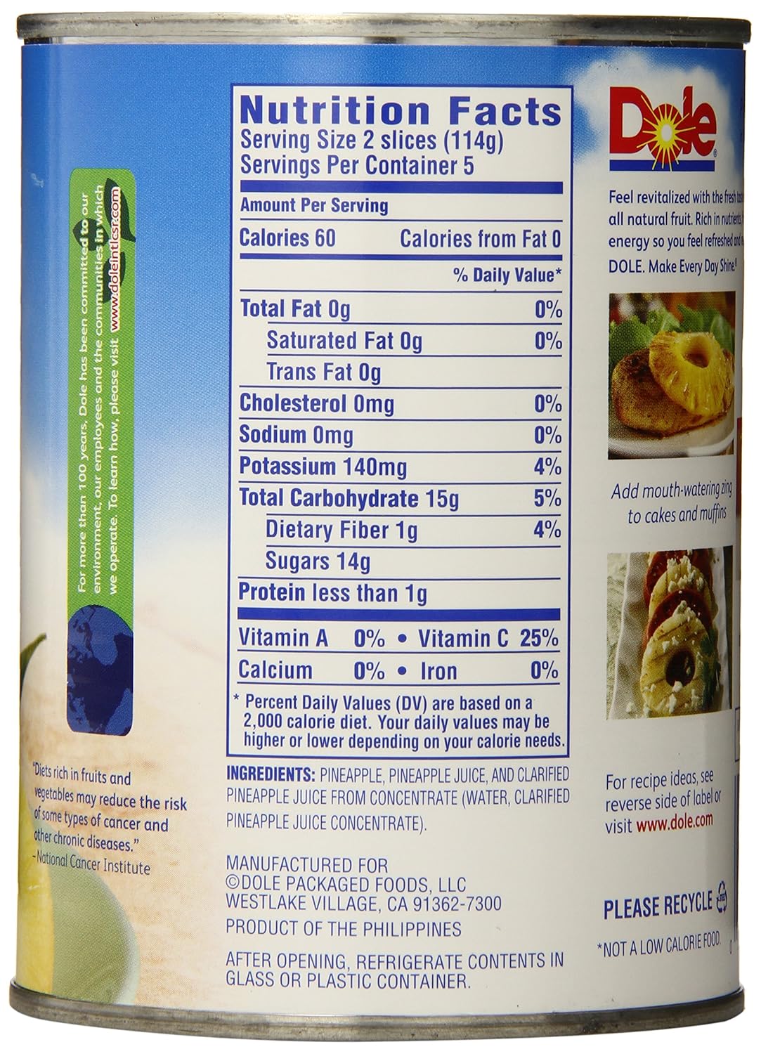 100 PINEAPPLE JUICE NUTRITION FACTS visual data 8