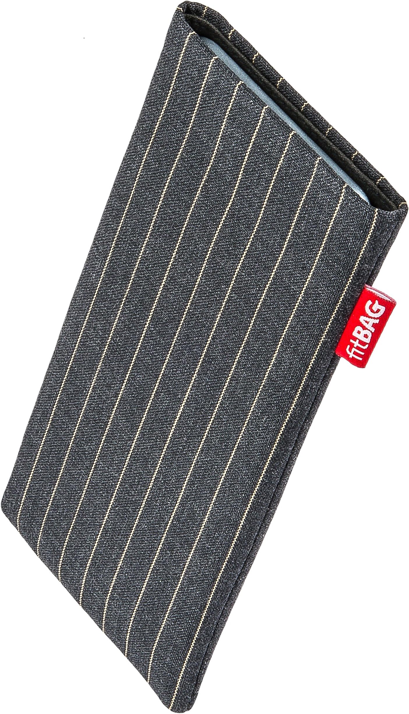 fitBAG Twist Gray custom tailored sleeve for Apple iPhone Xr | Made in Germany | Fine suit fabric pouch case cover with MicroFibre lining for display cleaning