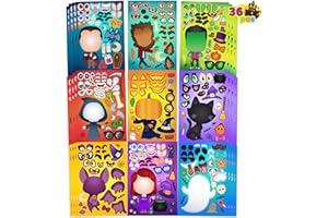 JOYIN 36 PCS Halloween Craft Stickers for Kids Party Favor, Make a Face Stickers with Designs Witch Vampire, DIY Craft Supplies for Halloween Party Game Classroom Activities Gift Goodies