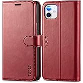 TUCCH Wallet Case for iPhone 11, [RFID Blocking] Card Slots Stand Magnetic Closure Protective Phone Cover, PU Leather [Shockproof TPU Shell] Flip Folio Compatible with iPhone 11 6.1" 2019, Dark Red