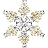 KristLand - Elegant Gold Tone Snowflake Winter Fashion Brooch Pins Rotate Full CZ Pendant Broche for Women Gift