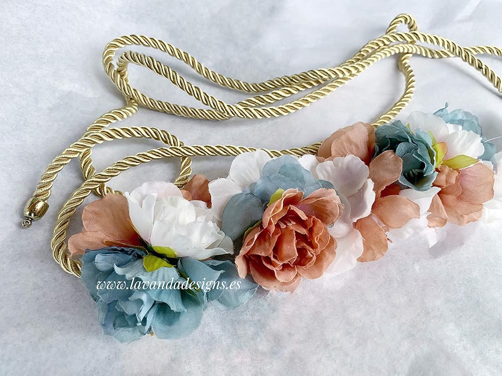 Cinturón de flores azul y beige: Amazon.es: Handmade