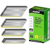 meite 15 Gauge Angled Finish Nails Galvanized DA Style 4 Sizes Set 2,000PCS | 1-1/4" 1-1/2" 2" 2-1/2" Assorted Collated Finish Nails, for Pneumatic Cordless Finish Nailer, Interior Molding Trim Carpentry